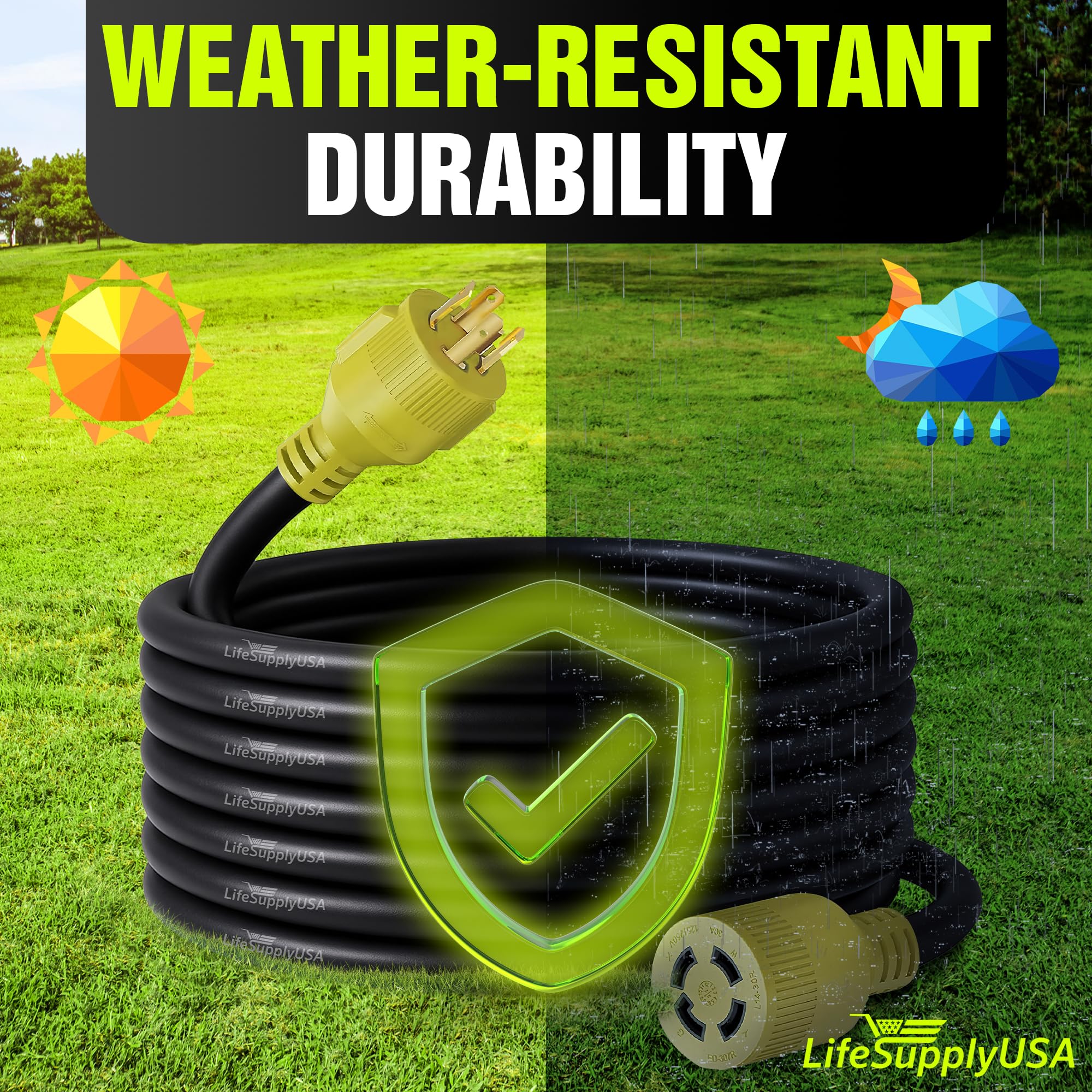 LifeSupplyUSA STW jacket protects cord in rain and cold for outdoor use.
