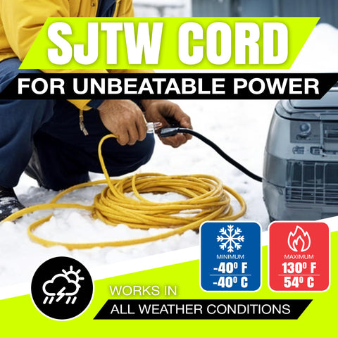 LifeSupplyUSA vinyl-jacket extension cord handles rugged conditions.