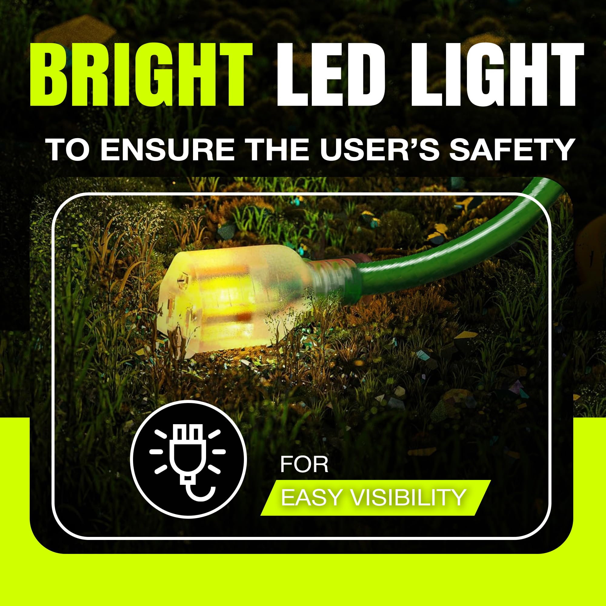 LifeSupplyUSA waterproof extension cord shown in outdoor setting
