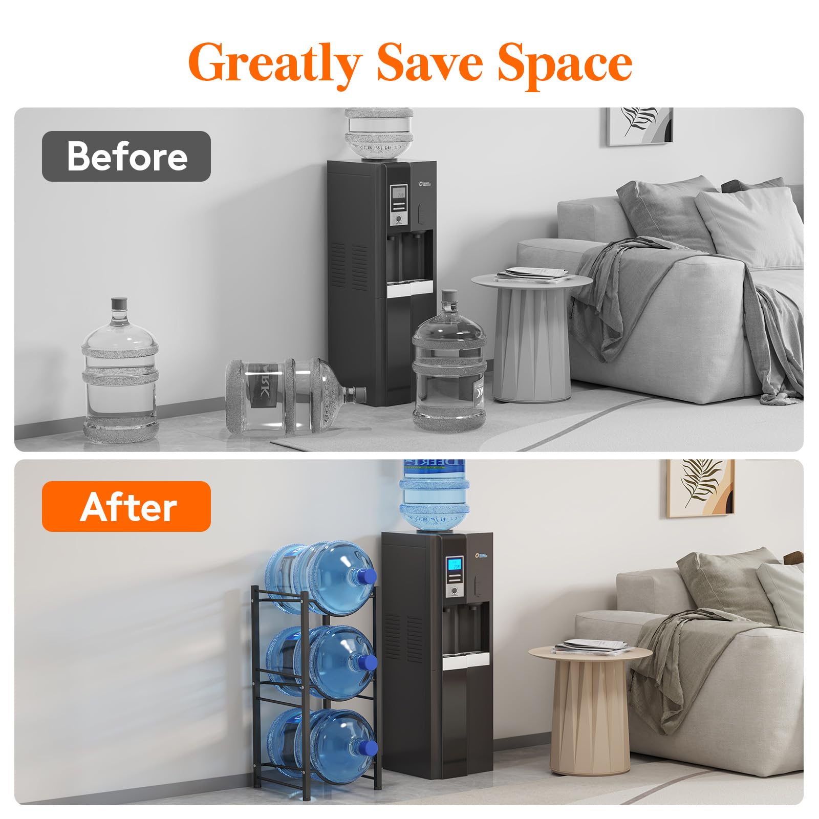 Lifewit 5-gallon jug holder top view highlights three-slot arrangement.