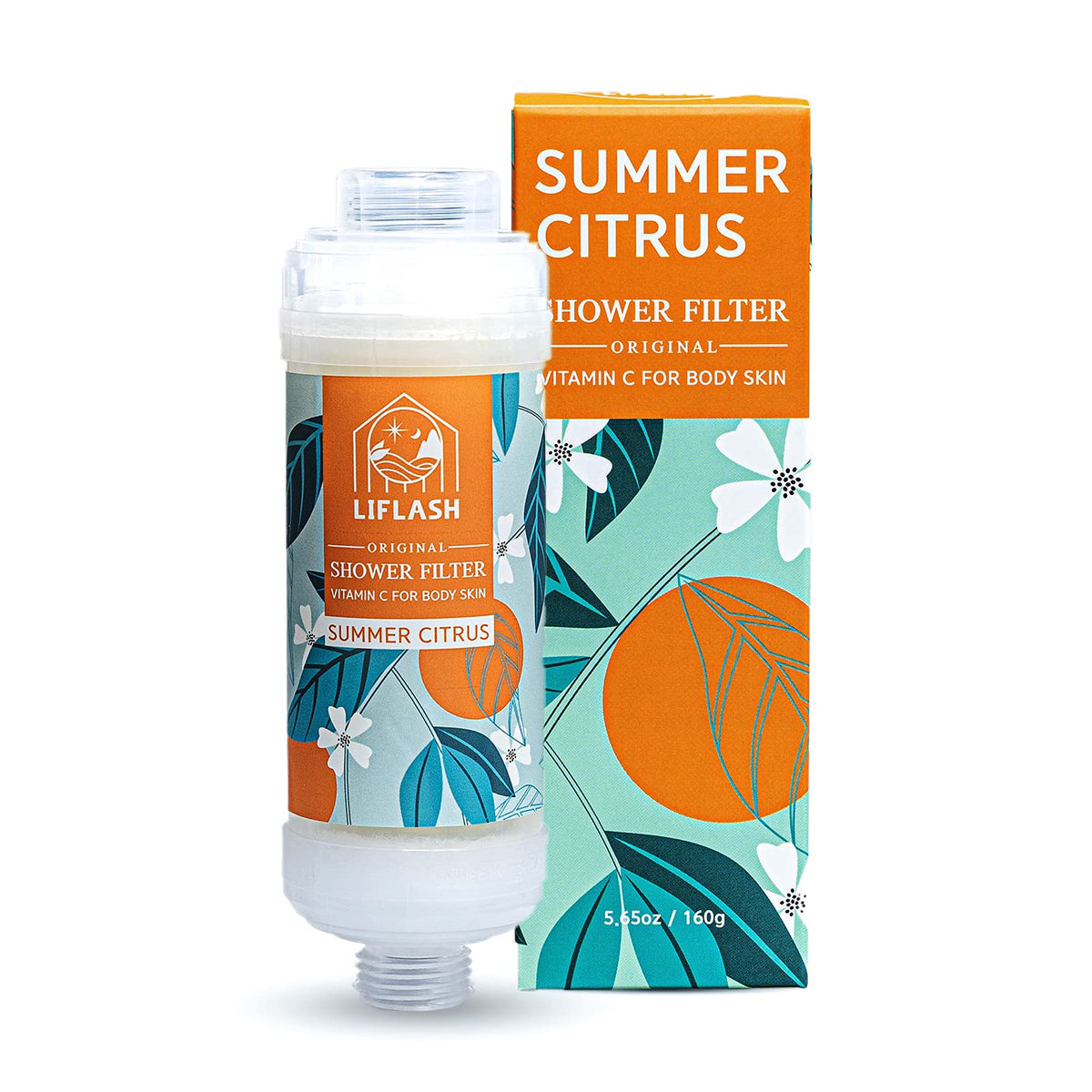 LIFLASH Summer Citrus filter bottle top purifies tap water for softer skin.