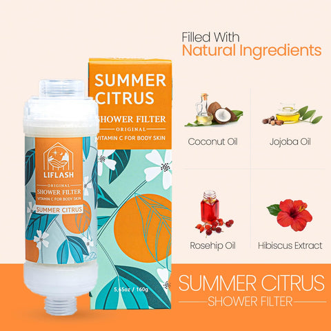 LIFLASH Summer Citrus natural ingredients shot showcases hydrating skin care blend.