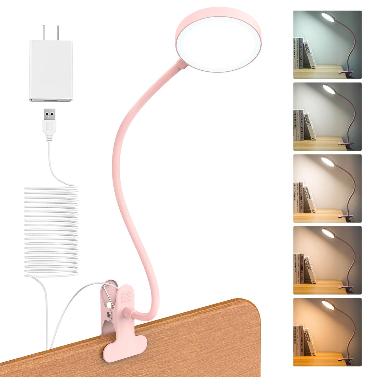 LiFMIRA desk lamp clip-on with 66 LEDs for even illumination.