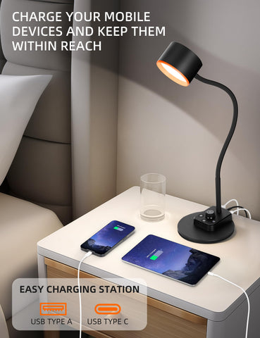 LiFMIRA Desk Lamp metal base provides stability on a busy desk.