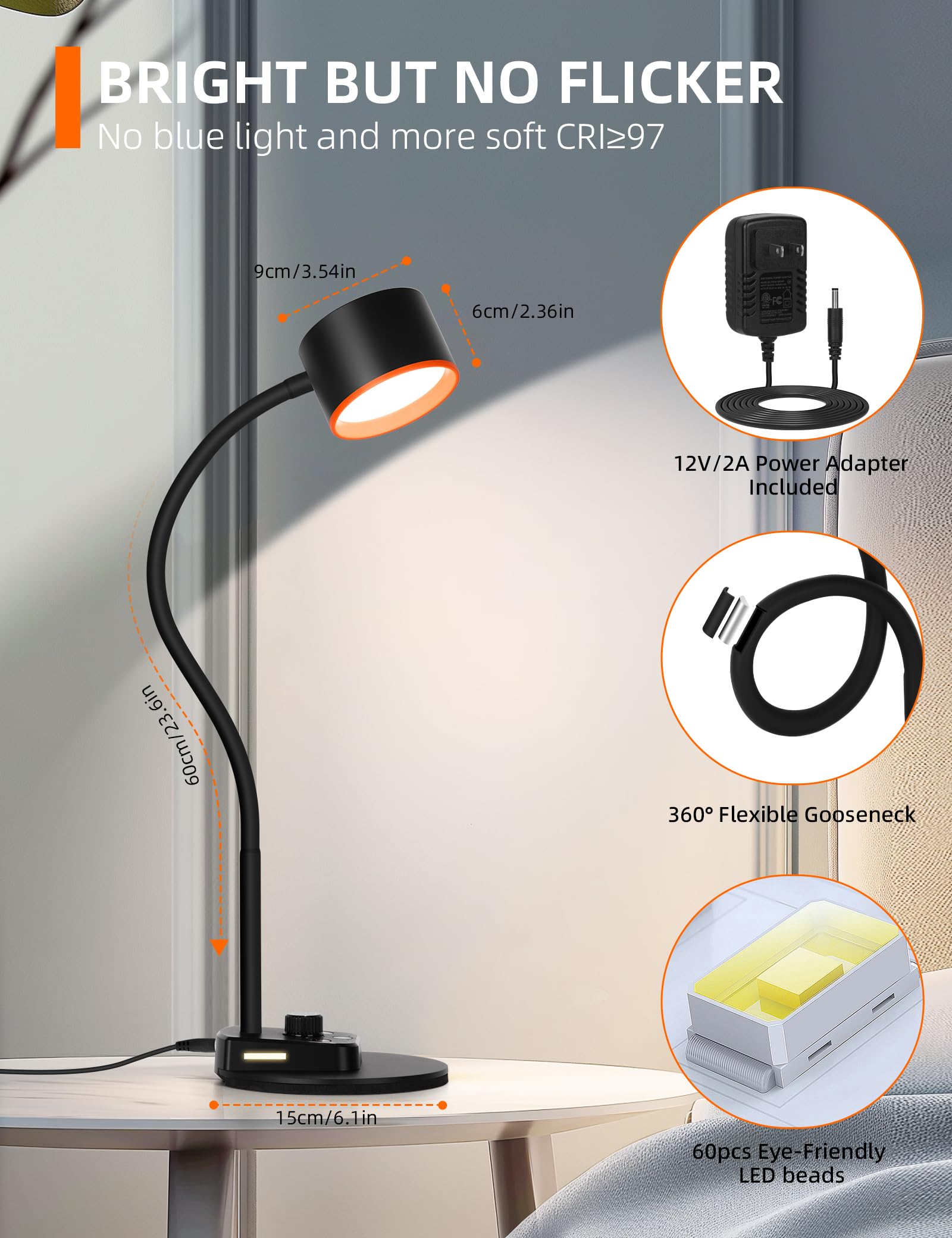 LiFMIRA Desk Lamp side night-light creates a soft bedroom glow.