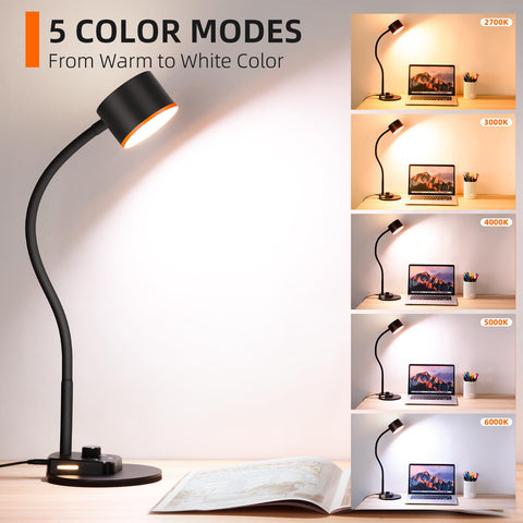 LiFMIRA Desk Lamp with USB ports ready to charge devices while you work.