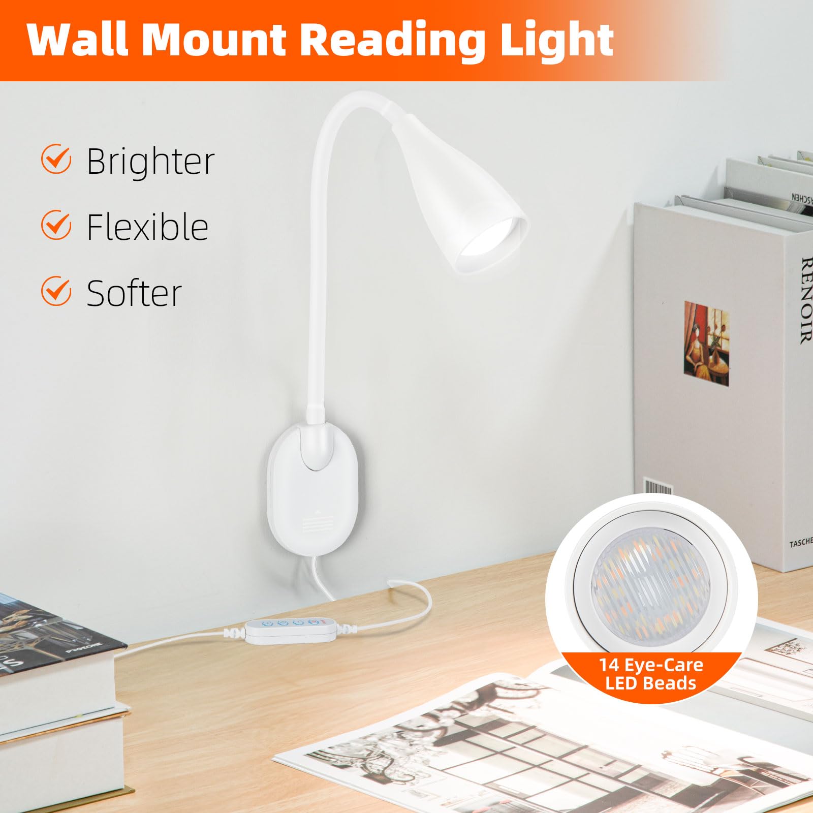 LiFMIRA gooseneck reading light offering 360-degree adjustability
