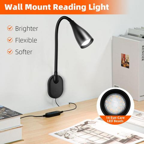 LiFMIRA bedside light with five color temperatures for warm to bright tasks.