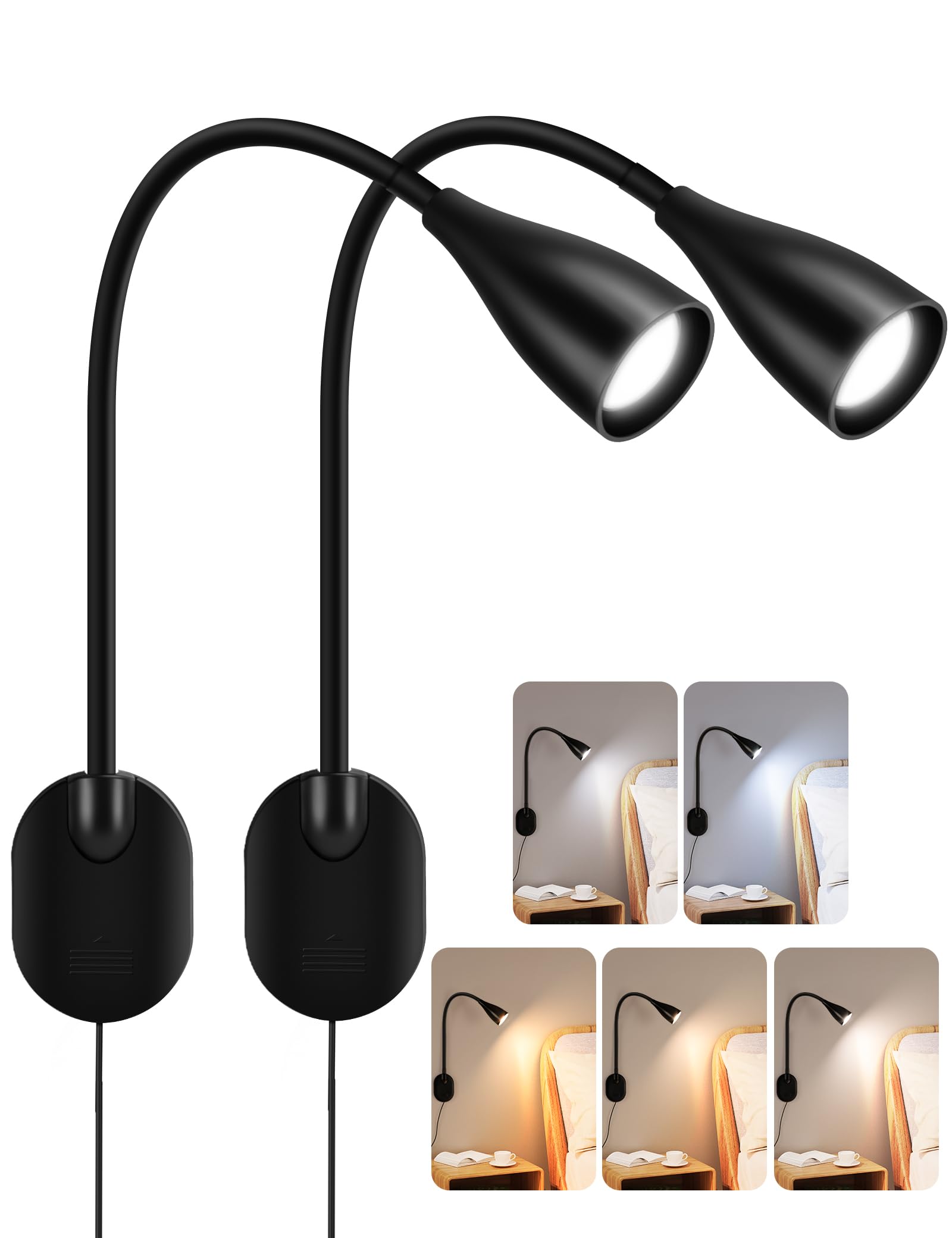 LiFMIRA wall-mounted bedside light with USB port keeps devices charged while you read.