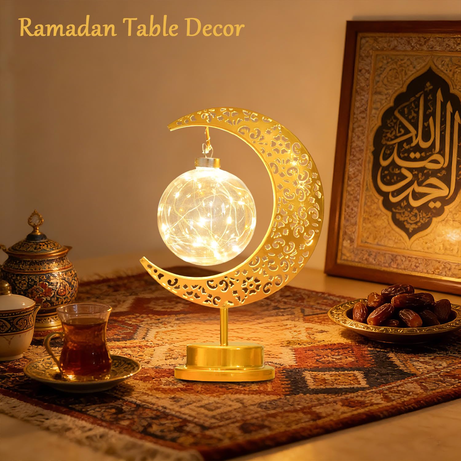 Lifnatty battery-operated moon light offers cordless placement for flexible Ramadan decorating.