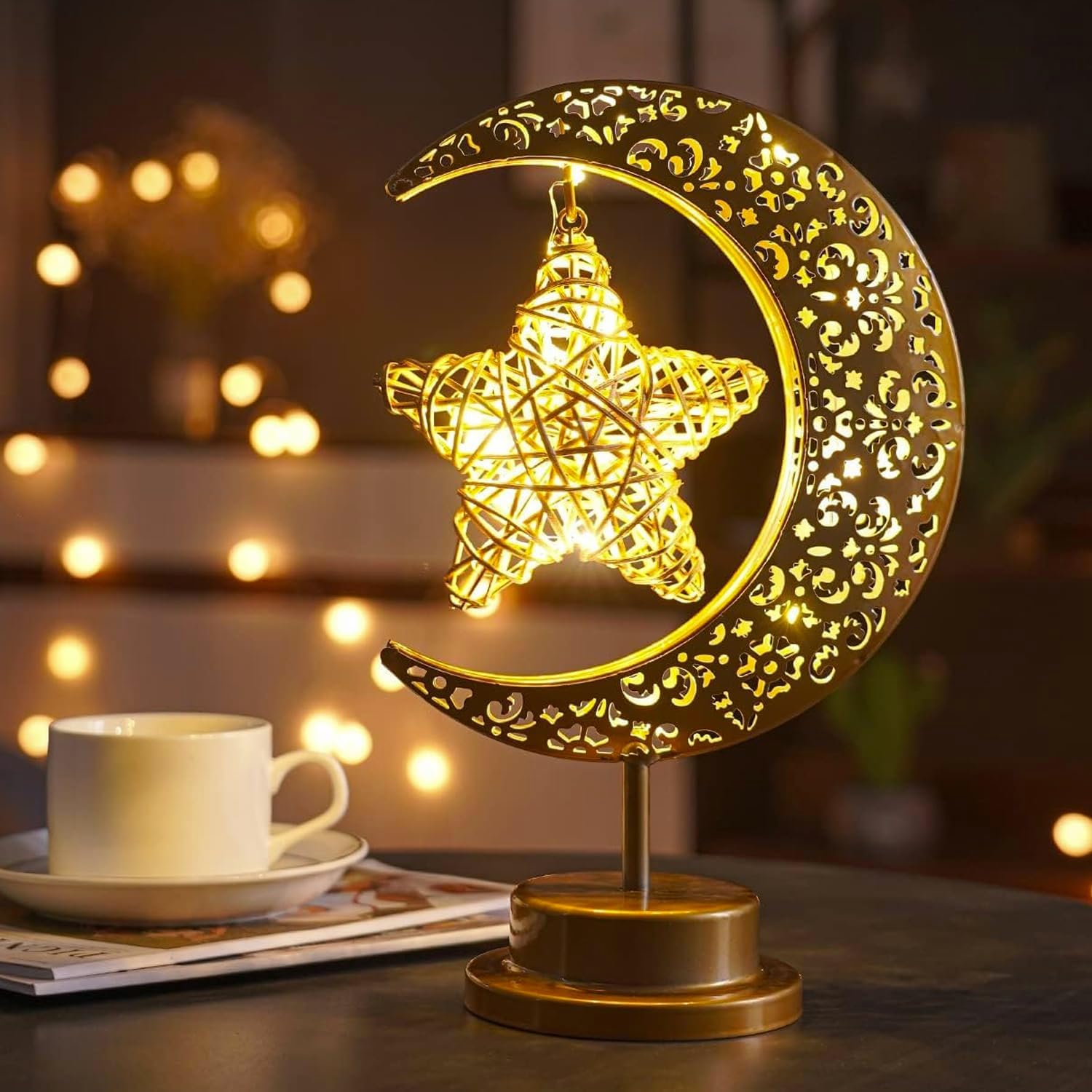 Lifnatty enchanted lunar night light adds cozy bedroom ambiance.