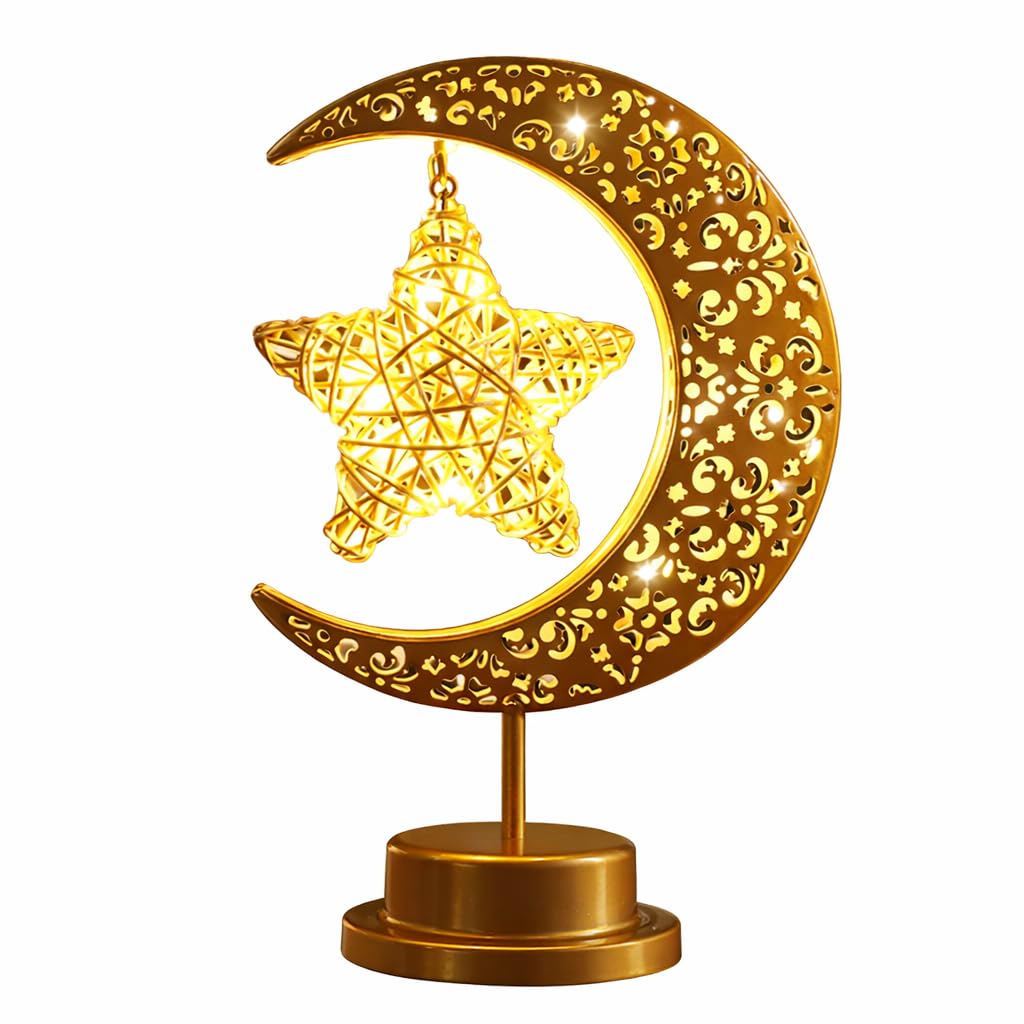 Lifnatty Ramadan decorations moon lamp with warm glow for festive ambience.