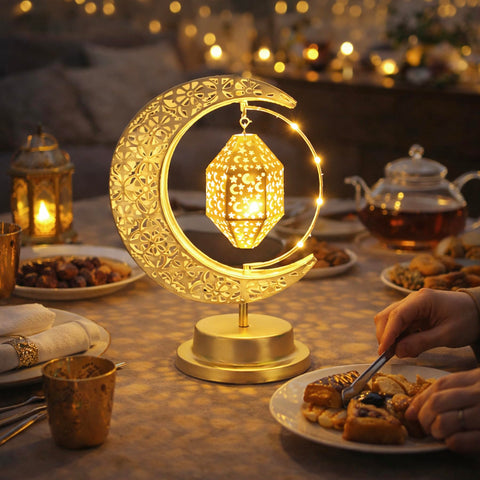 Lifnatty lantern with hollow patterns casts serene light and shadows.