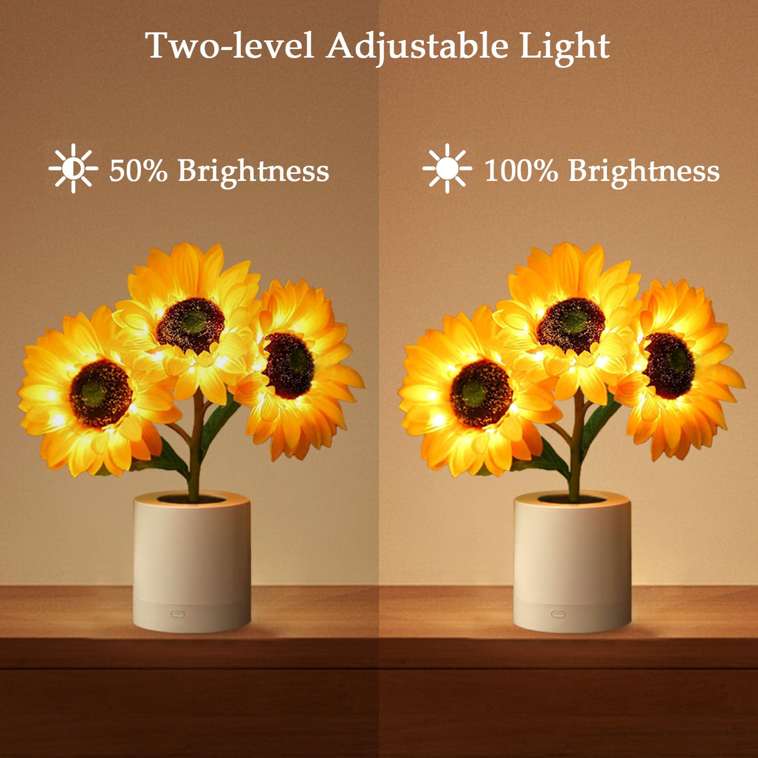Lifnatty Sunflower Lamp's lifelike petals never wilt and stay decorative.