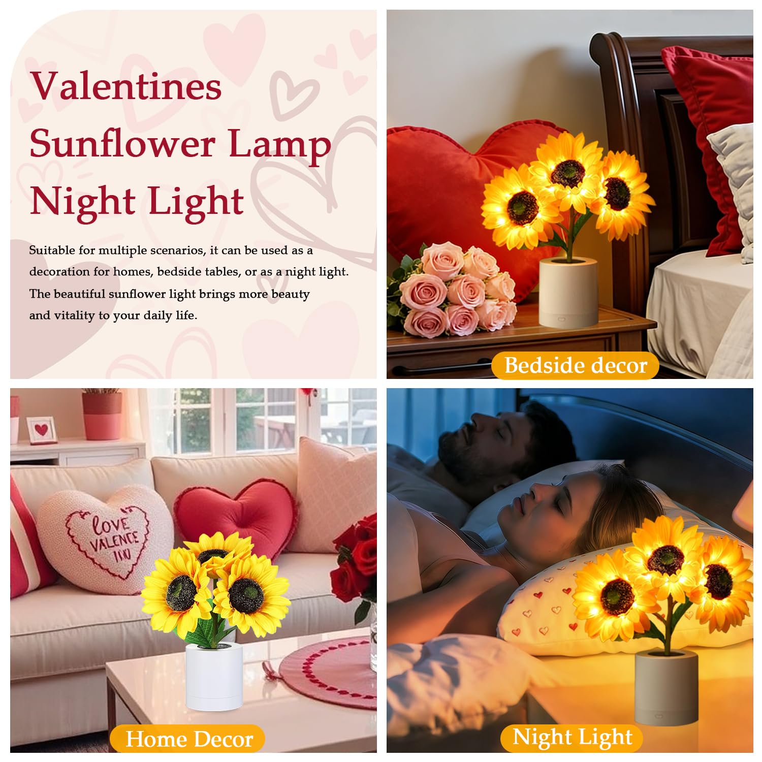 Lifnatty Sunflower Lamp charges via USB for easy recharging.
