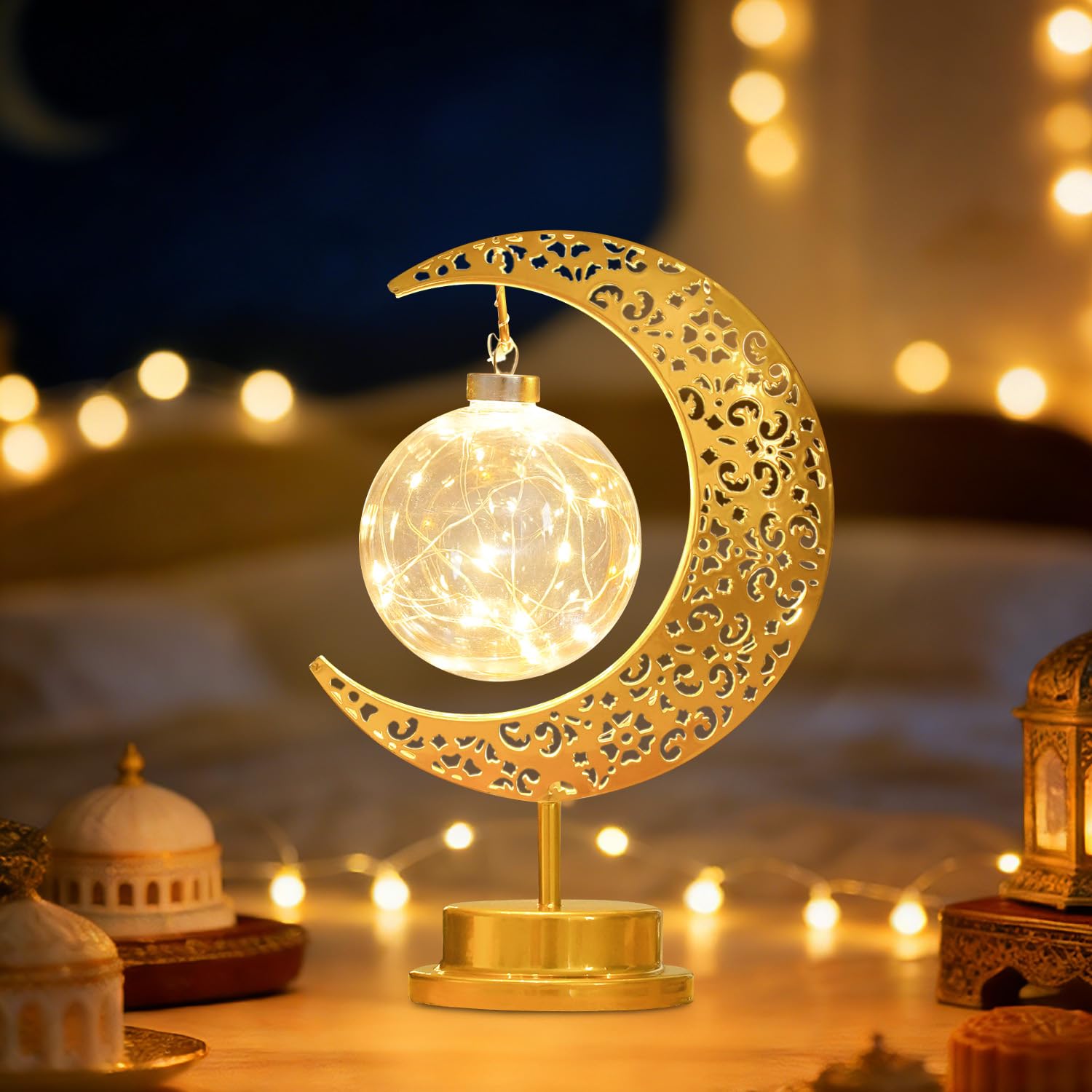 Lifnatty warm LED Ramadan glow illuminates living rooms with tranquil ambiance.