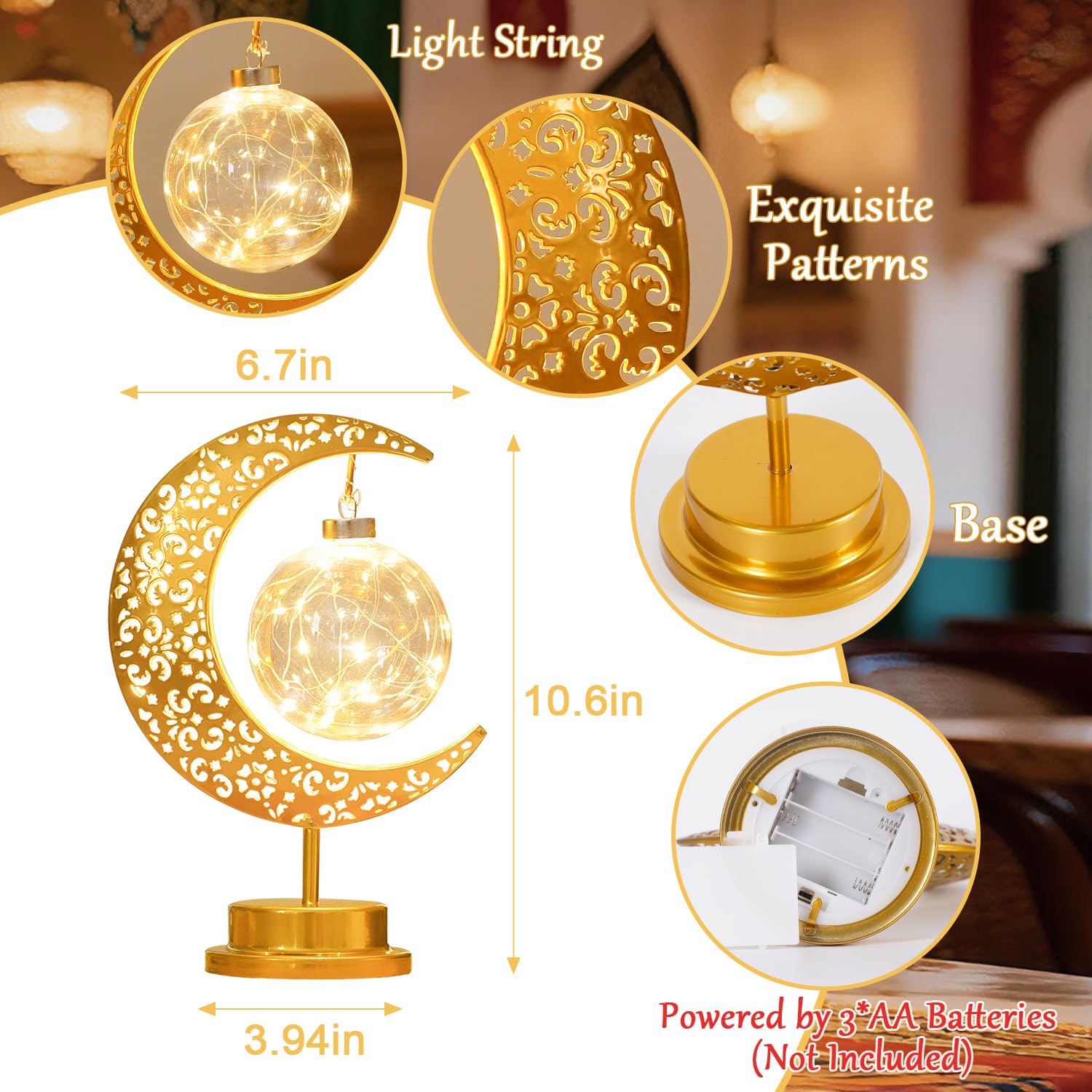 Lifnatty window-sill decor lamp brightens shelves without cords during Ramadan.