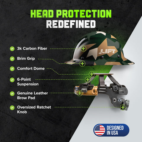 LIFT DAX brim grip design keeps the hard hat secure during climbs and high-movement work.