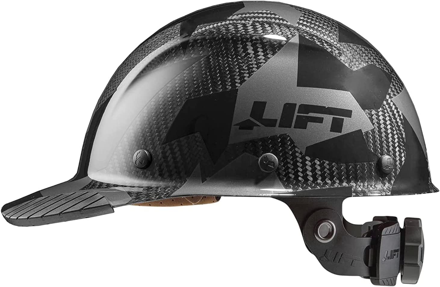 LIFT Safety DAX cap brim in black camo offers secure brim grip for hot construction sites.
