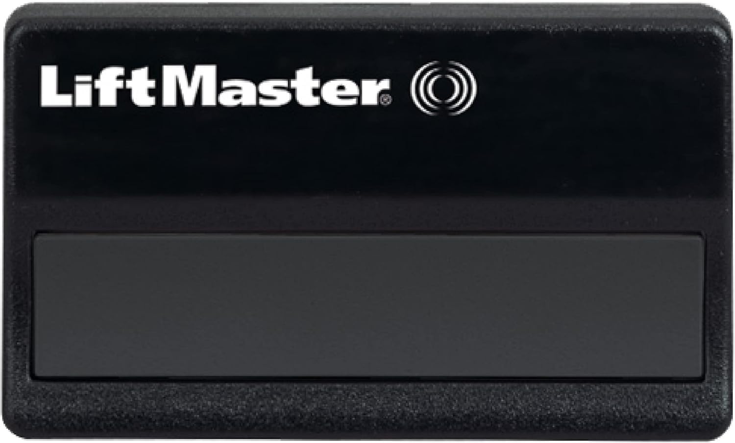 LiftMaster 371LM remote clipped on car visor for quick access.