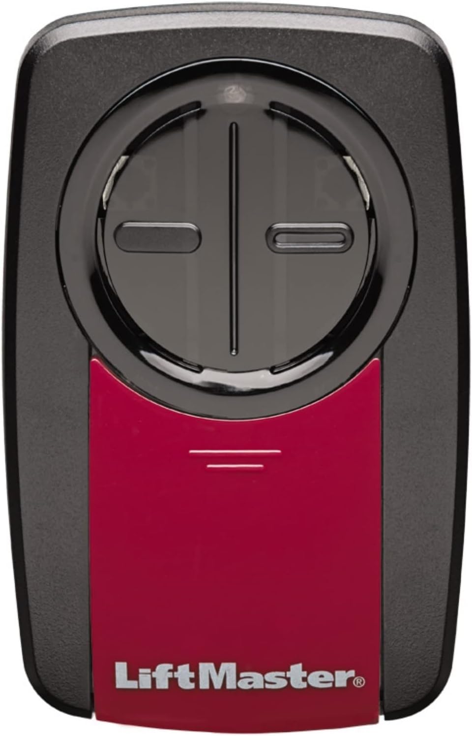 LiftMaster 380UT remote front view, compact design for easy carrying and universal compatibility