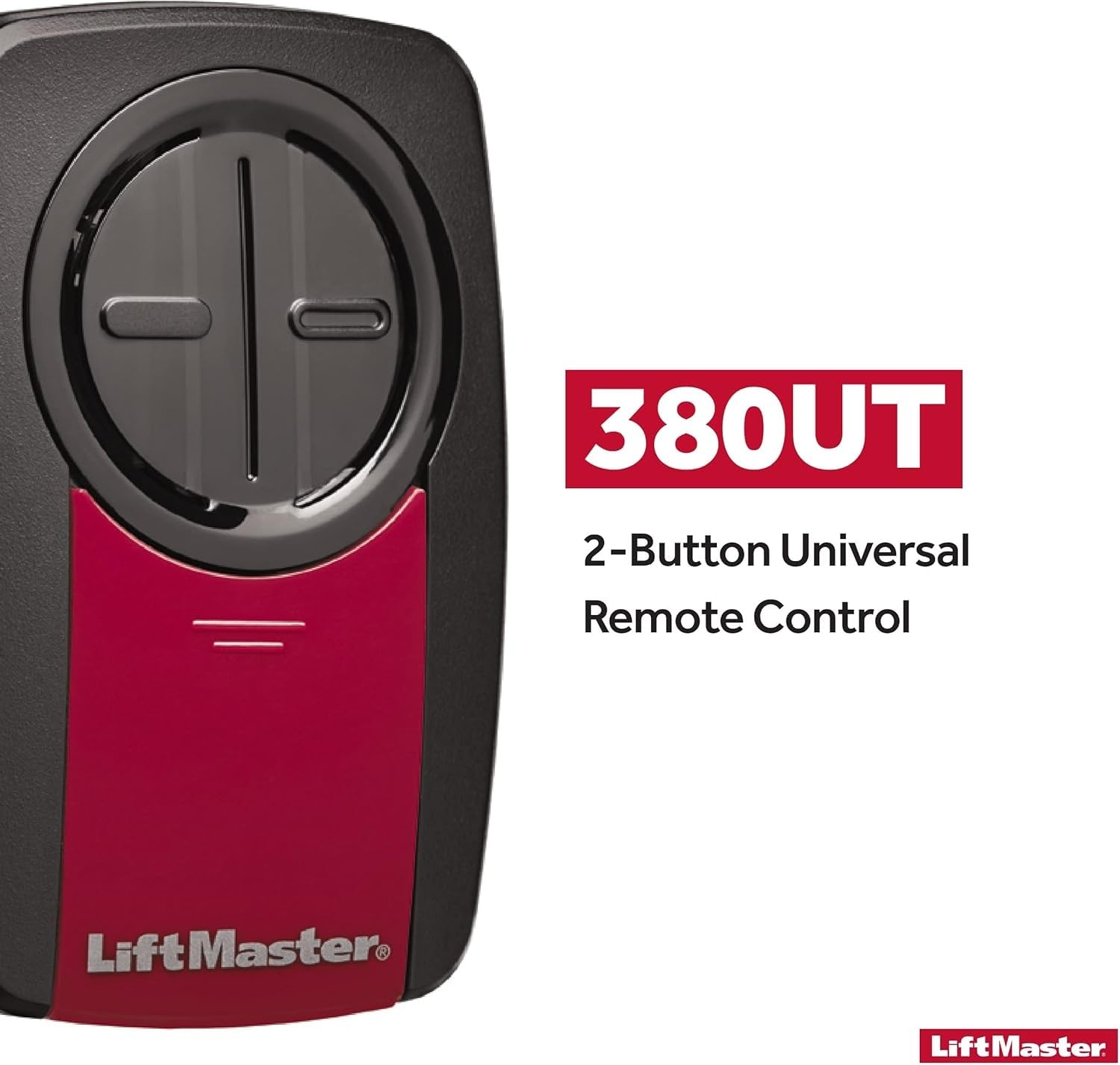 LiftMaster 380UT two-button layout showing dual control for two devices
