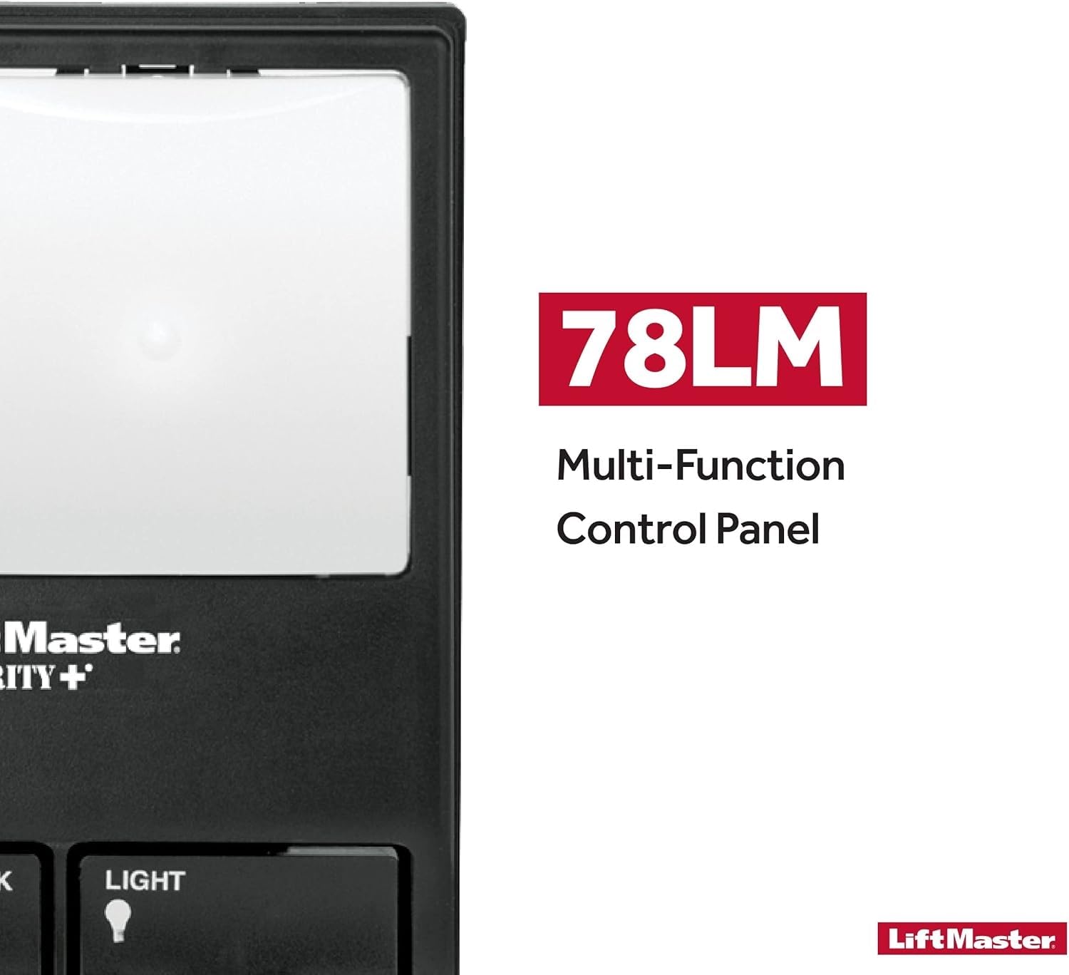 LiftMaster 78LM wall-mount design saves space and keeps controls reachable.