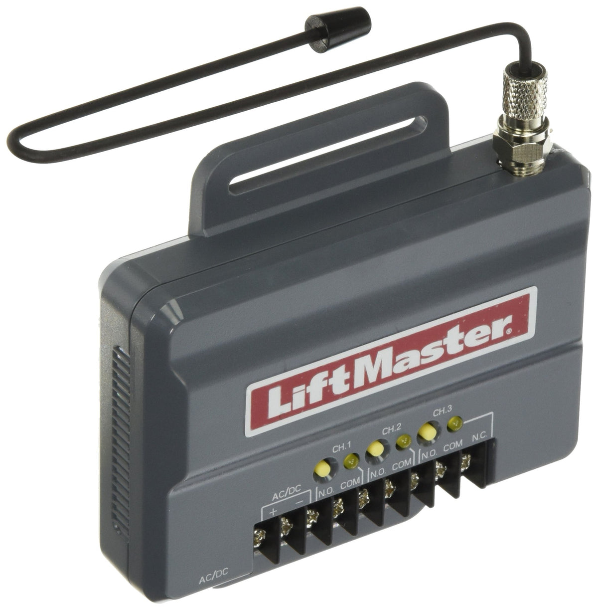 LiftMaster 850LM universal receiver enabling secure vehicle access to gates and garages.