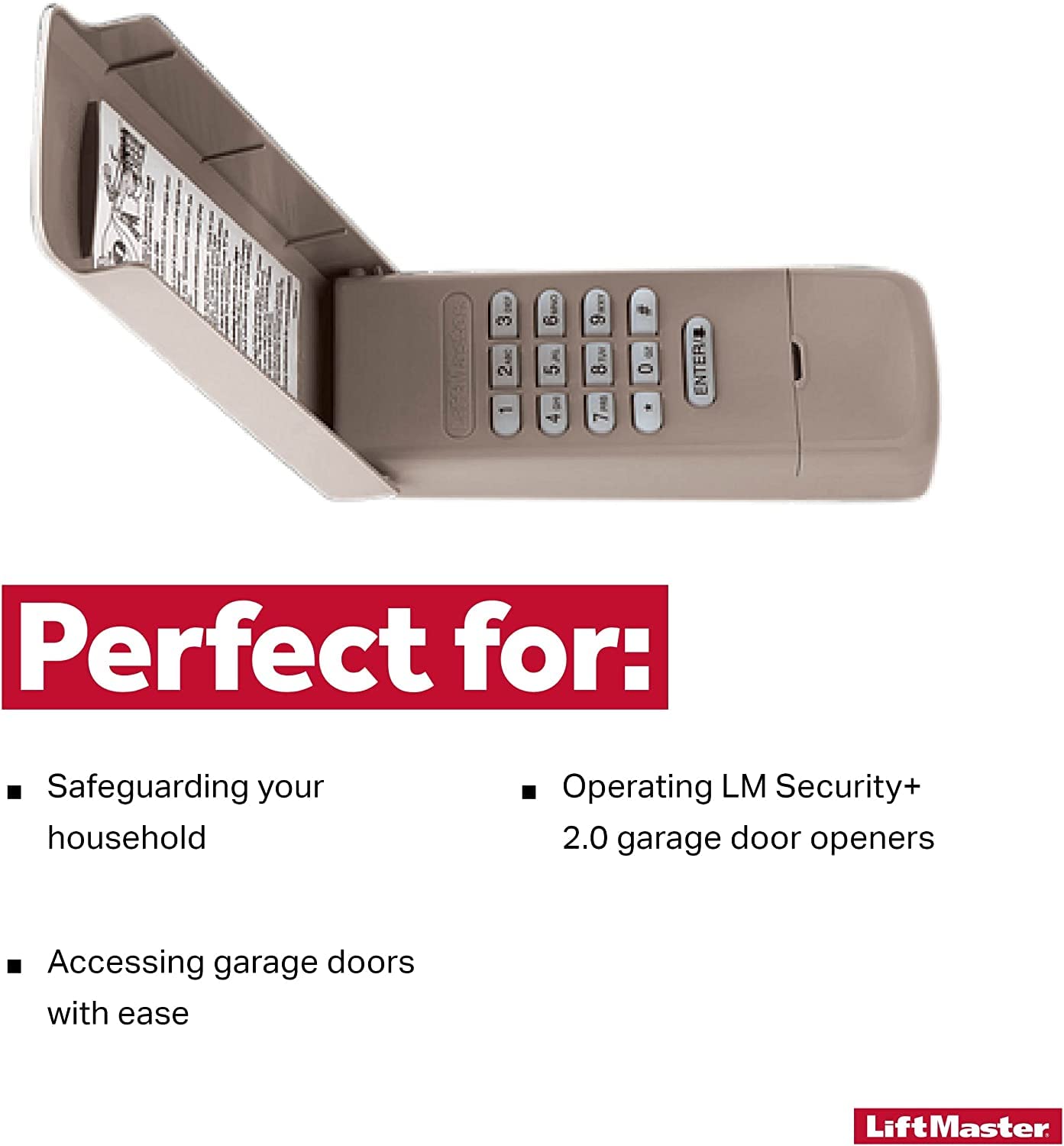 LiftMaster 877LM keypad enabling quick entry to garage