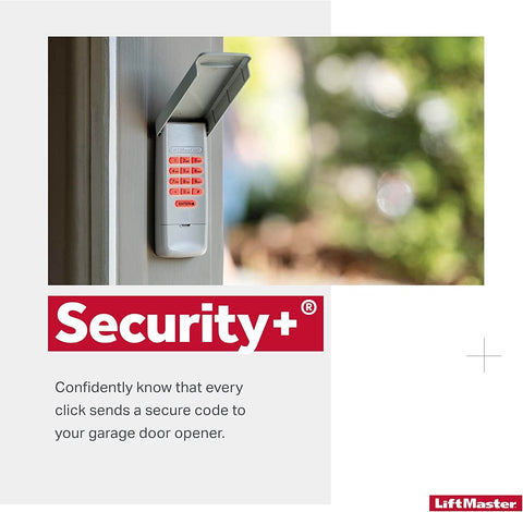 LiftMaster 877LMMC yellow learn button closeup for easy pairing.