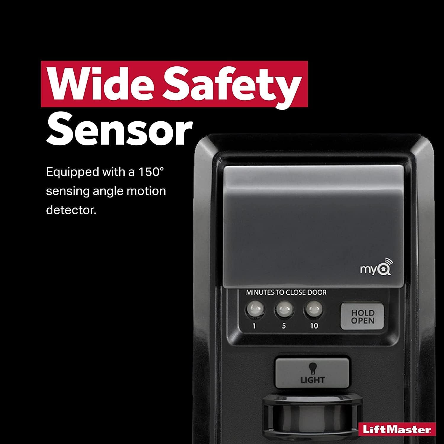 LED indicators on the LiftMaster 889LMMC wall panel showing status at a glance.