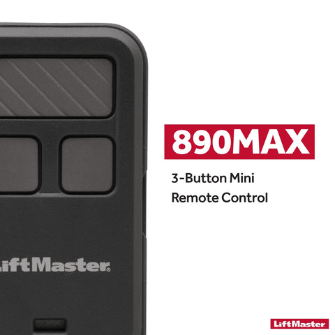 LiftMaster 890MAX remote back view, slim profile for everyday carry.