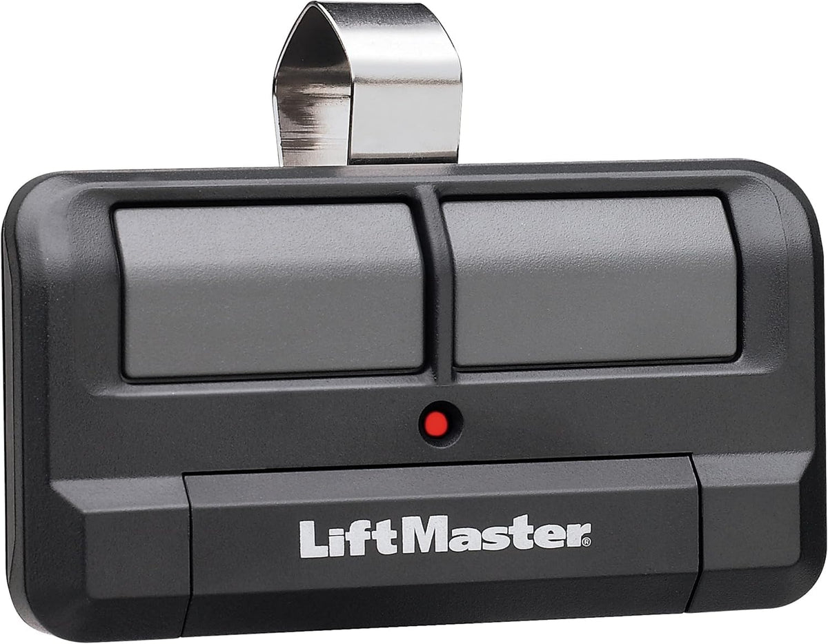 LiftMaster 892LT remote on keychain for easy access and dual control.
