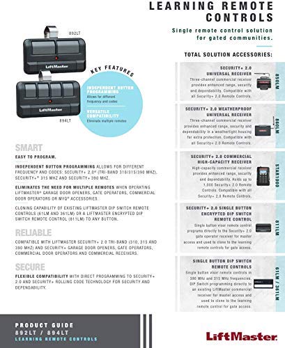 LiftMaster 892LT packaging with AAA battery included