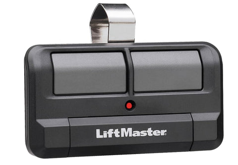 LiftMaster 892LT front view showing compact two-button remote for easy access