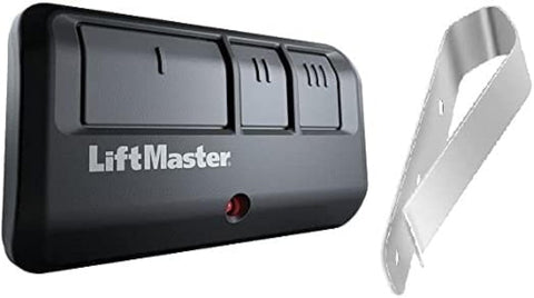 LiftMaster 893LM remote front view with three-button design for multi-door control.