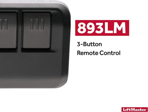LiftMaster 893LM remote side buttons enabling quick access to up to three openings.
