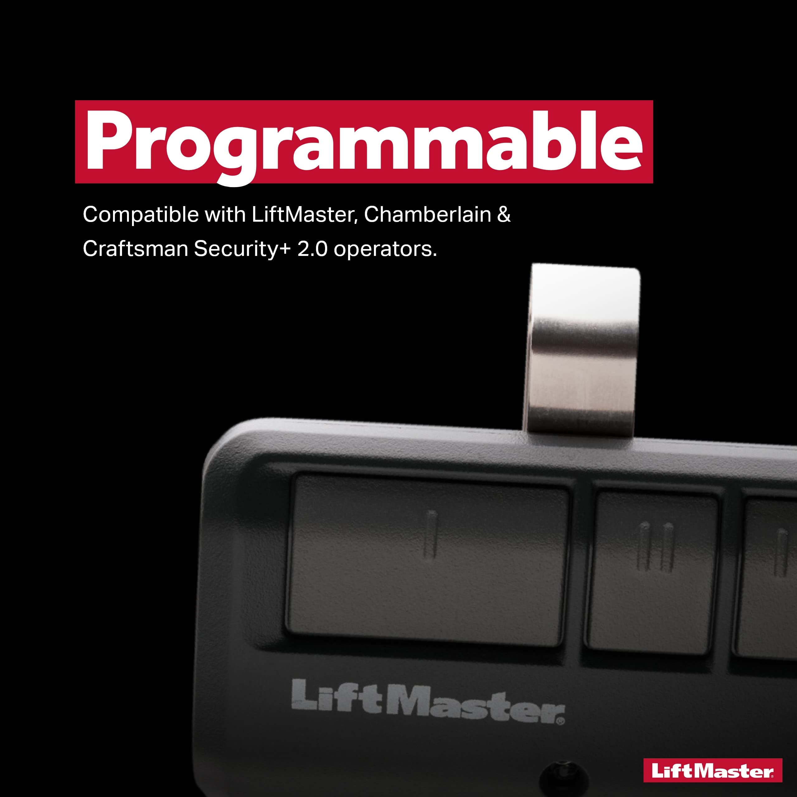 LED indicator on LiftMaster 893Max Security+ 2.0 remote signals programming status.