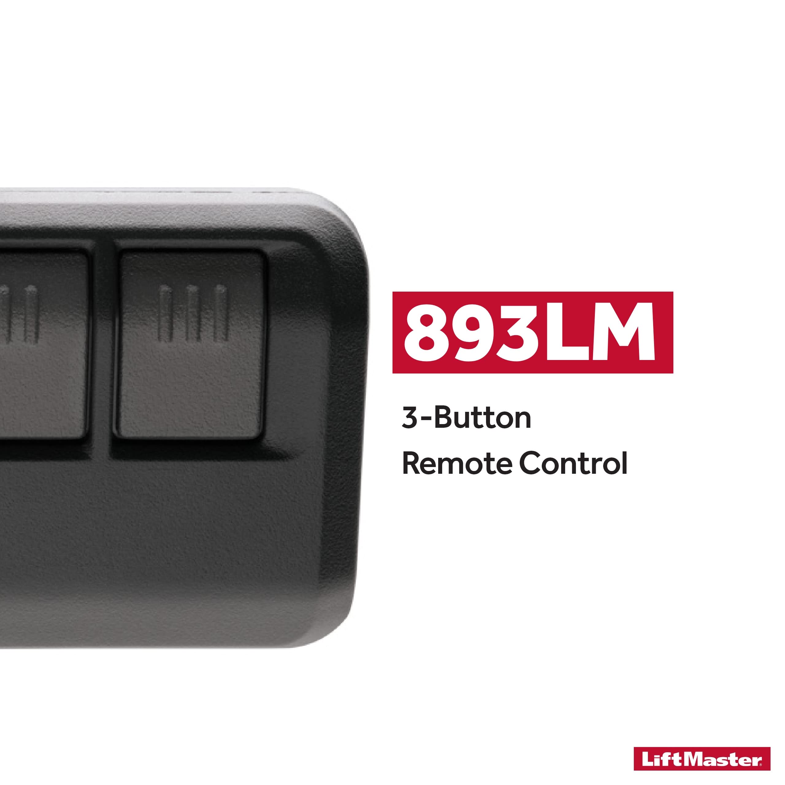 LiftMaster 893Max Security+ 2.0 remote visor clip attached for in-car access.