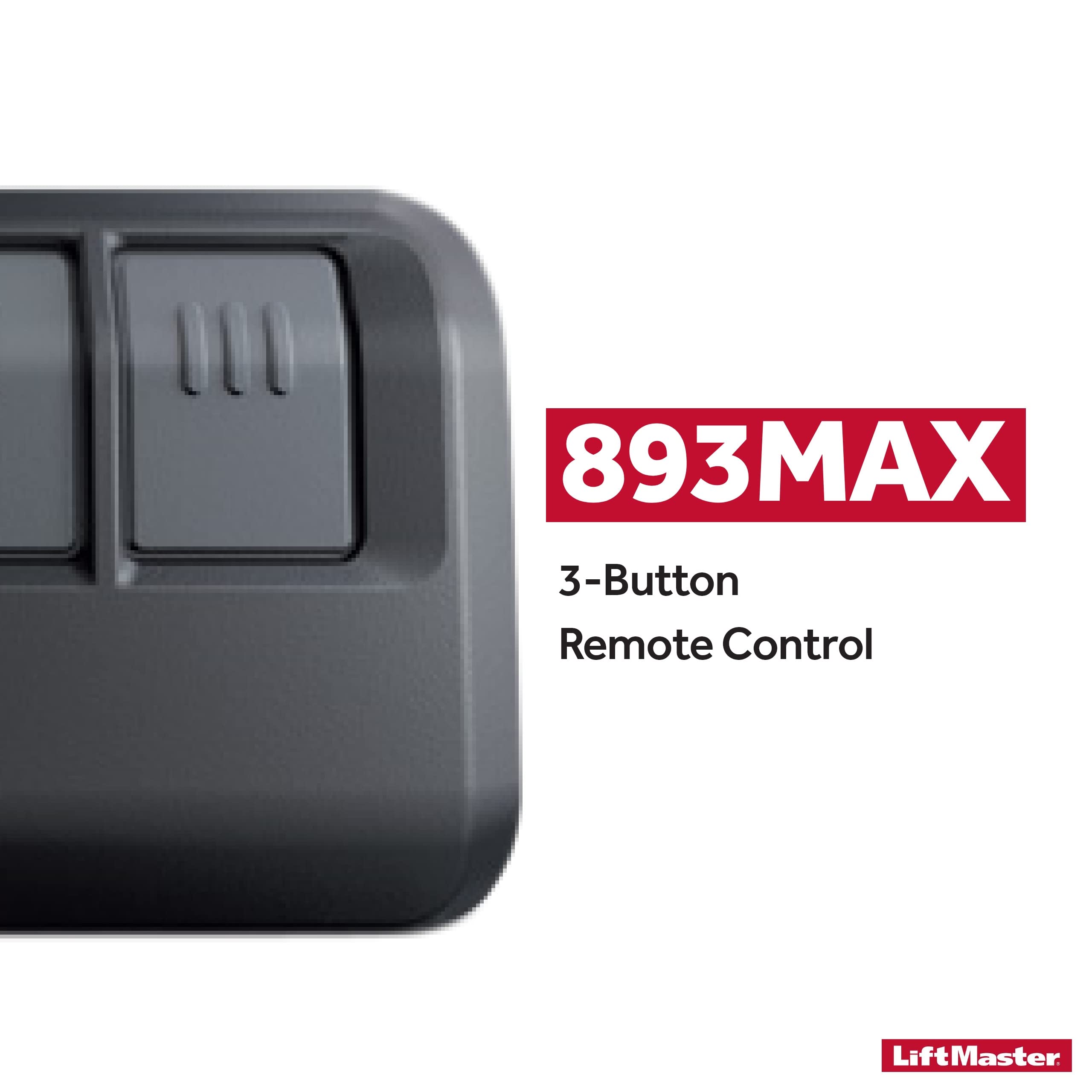 LiftMaster remote showing three-button layout for multiple doors.