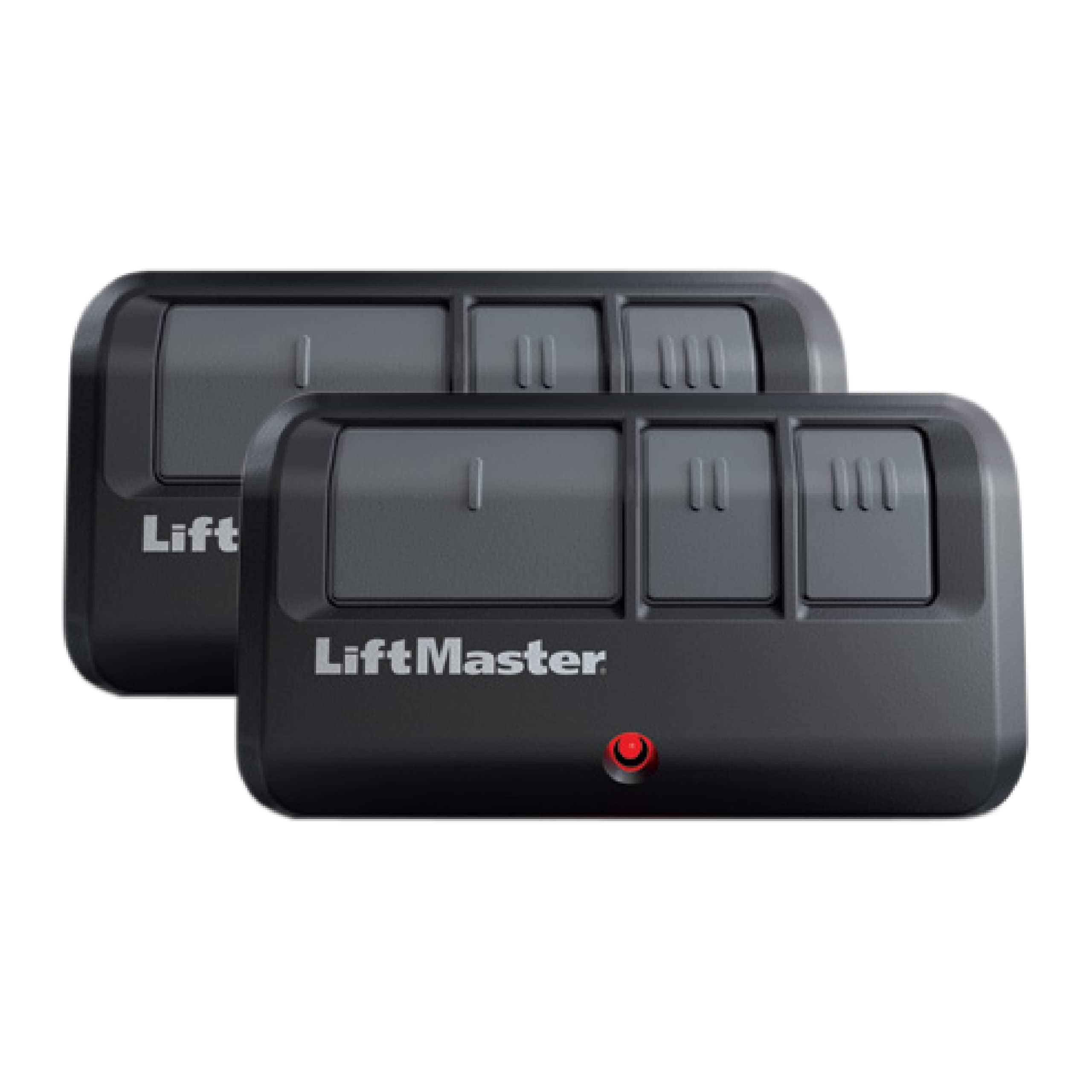 LiftMaster 893Max remote front view highlighting three-button versatility.