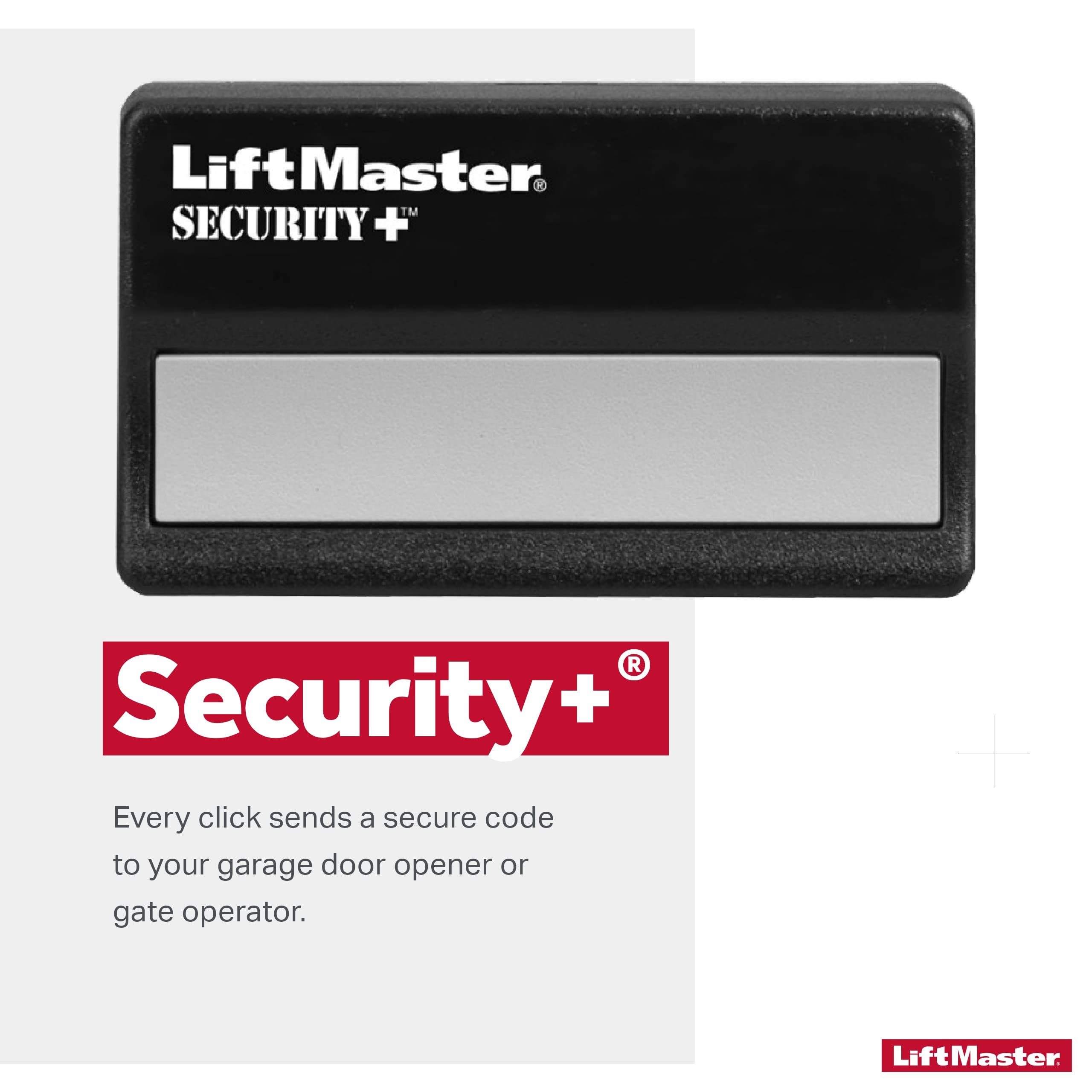 LiftMaster 971LM Security Plus rolling code protects garage access with dynamic codes.