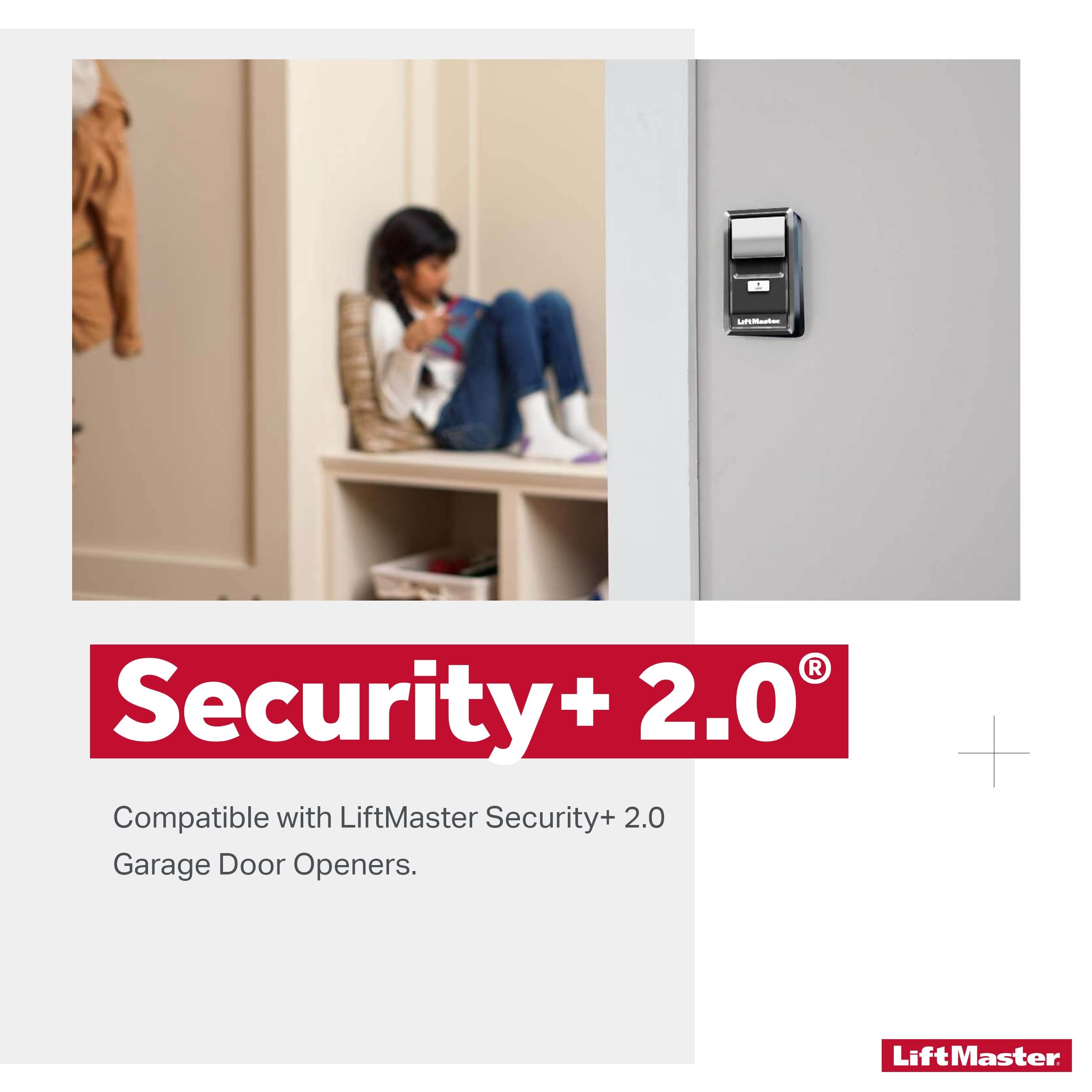 LiftMaster 882LMW round yellow learn button in action for pairing.