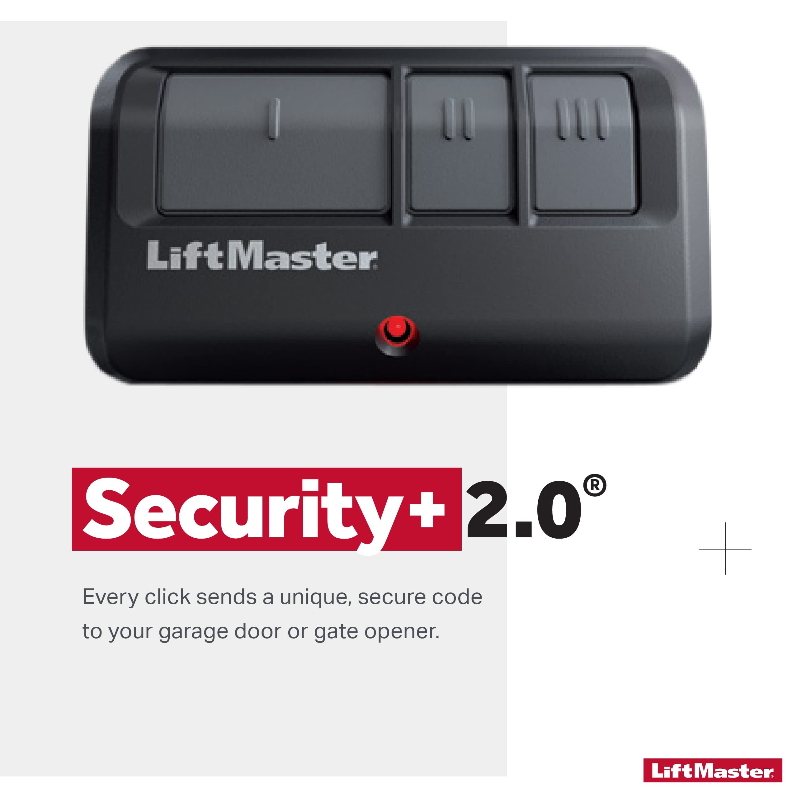 LiftMaster visor clip accessory attached to remote for car access.