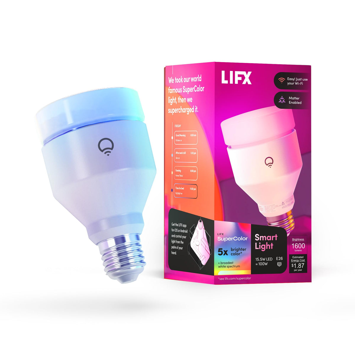 LIFX Color A21 in a living room setup shows bright ambiance for gatherings