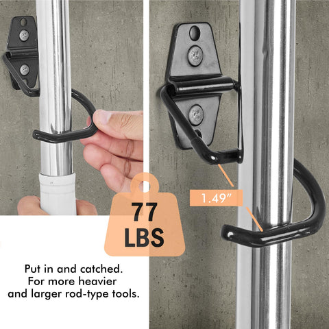 LIGHT DUST large-handle broom hook grips rods up to 1.5 inches.