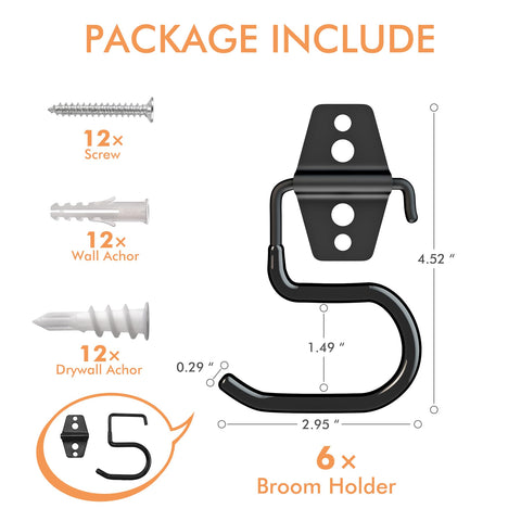 LIGHT DUST S-type hanger provides strong grip for long tools and mops.