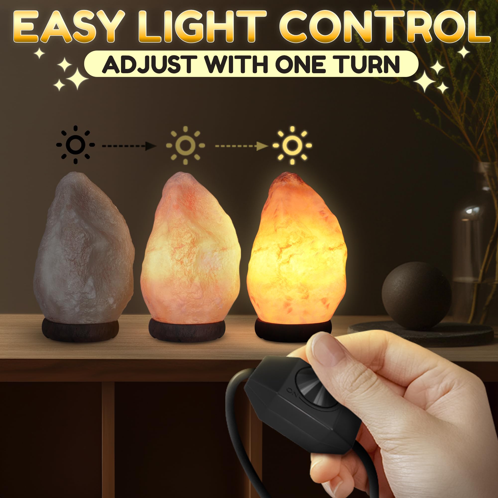 Light You 15W bulb salt lamp emitting soft amber light for relaxation