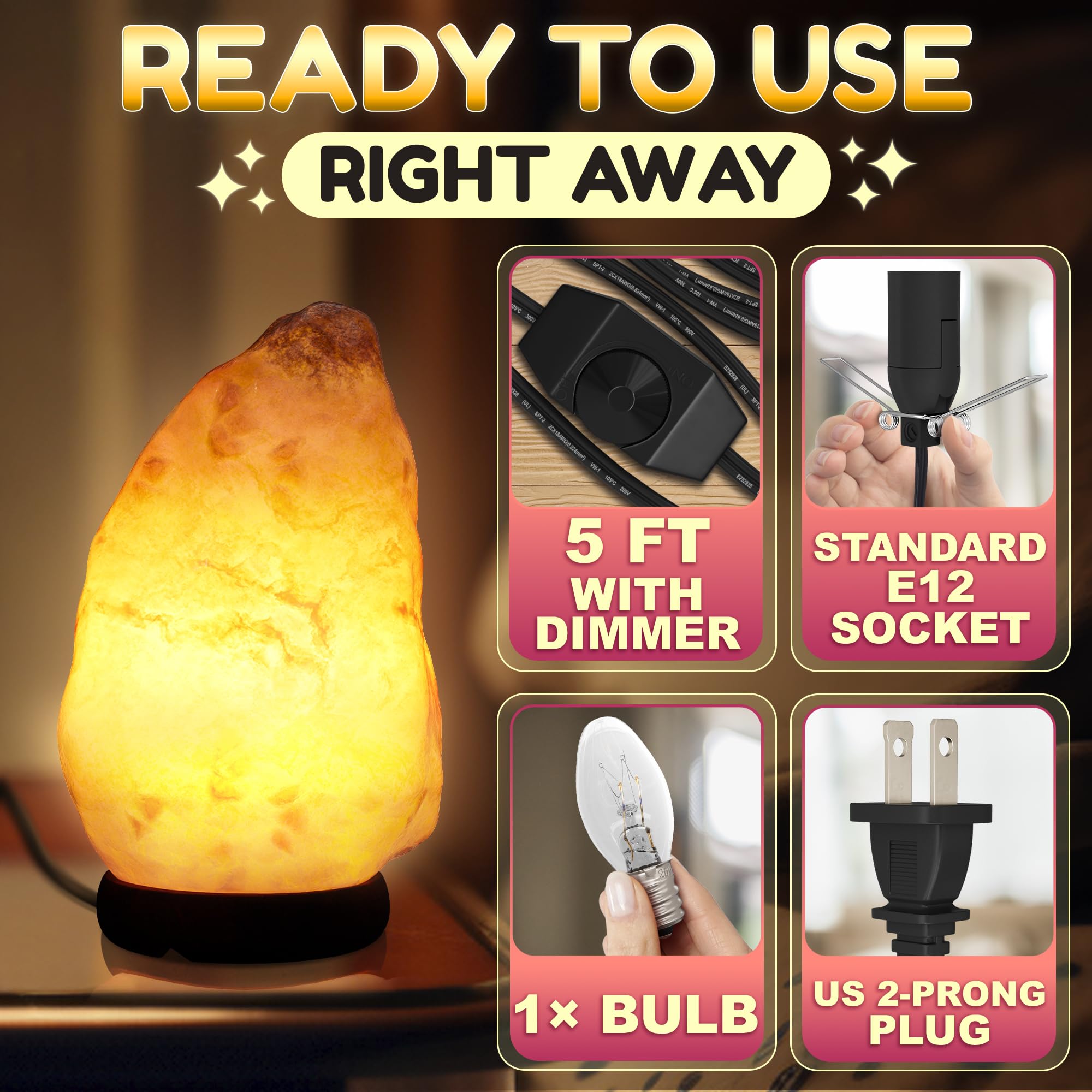 Light You hand carved salt lamp showing unique natural texture and silhouette