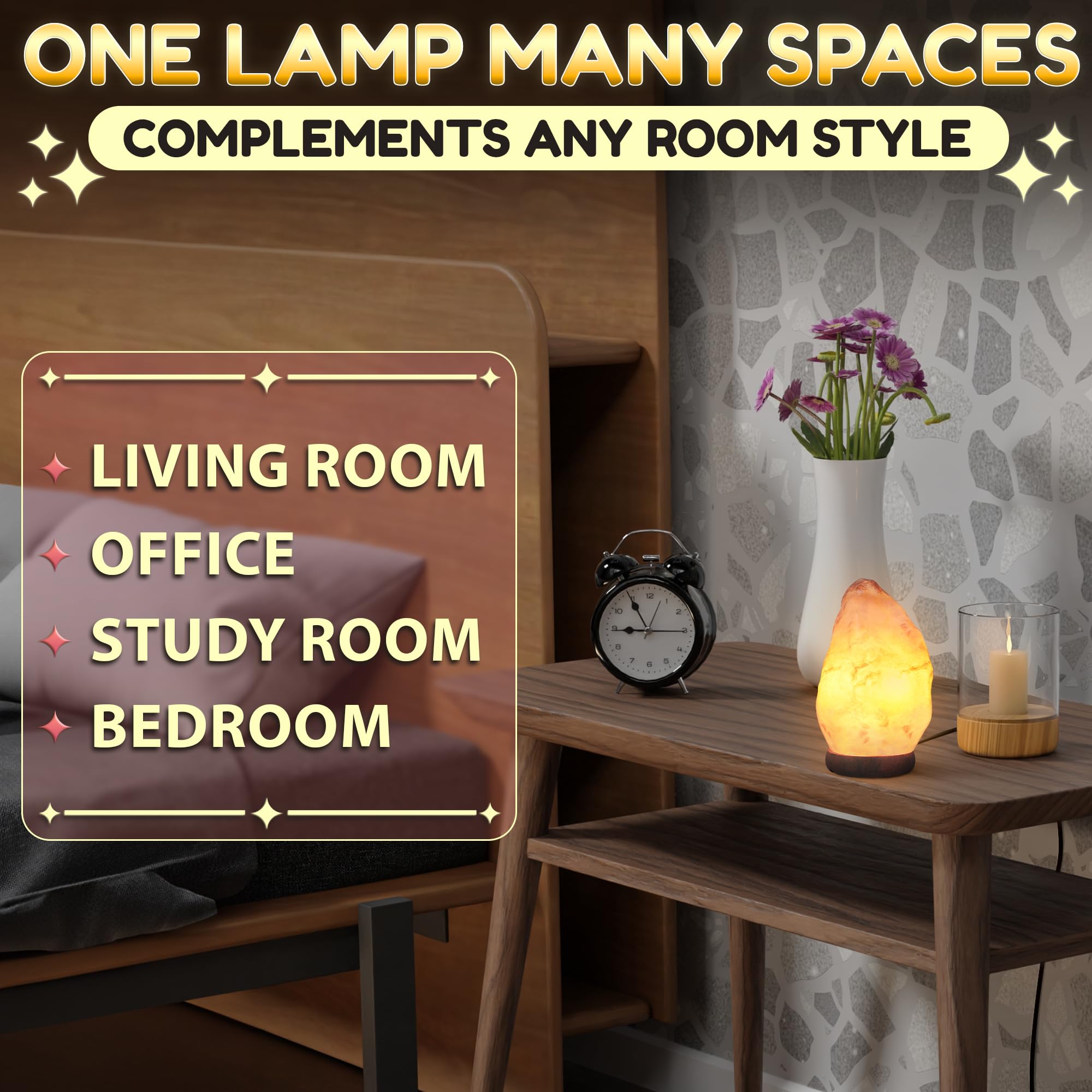 Light You long cord salt lamp ready for flexible placement at home